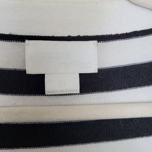 Debra DeRoo Cardigan Black White Striped Super Soft Preppy Academia Size Small - Picture 4 of 11